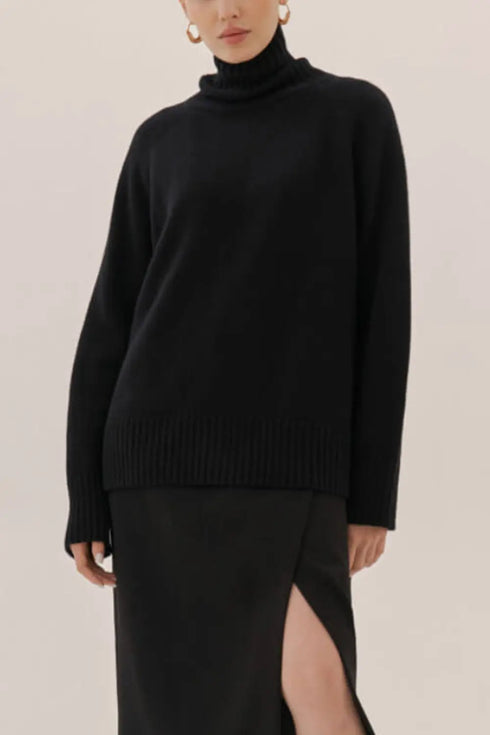'Scarlett' Ribbed Knit Turtleneck Sweater - Celes Fashion